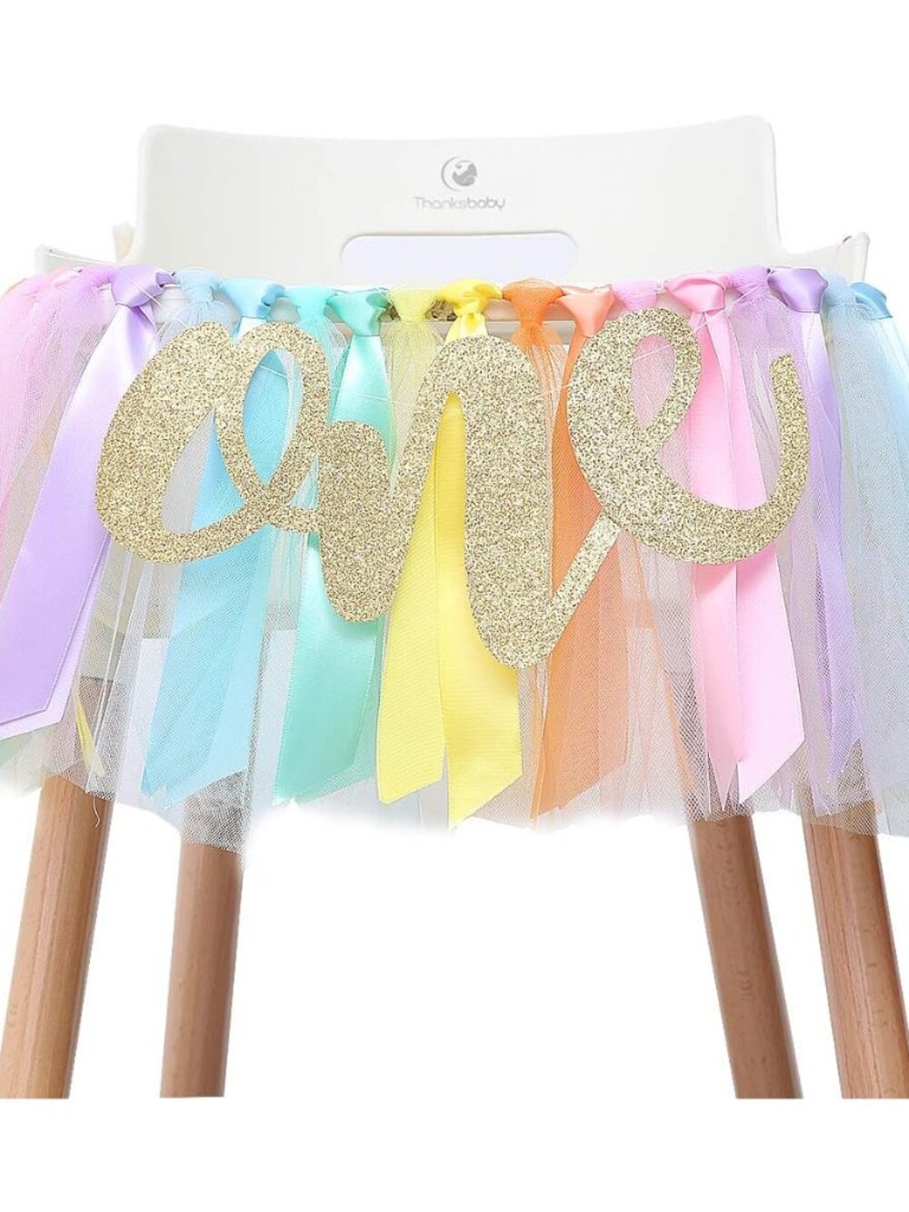 Pastel Rainbow One High Chair Banner, Boho 1st Birthday Party Decorations